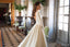 Simple Ivory Long Sleeves Satin A Line Wedding Dresses DMG43