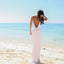 Sexy Backless Beach Bridal Dress,Slit Spaghetti Straps Summer White Wedding Gown DM260