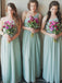 Modern A Line One Shoulder Chiffon Floor Length Bridesmaid Dress DMN3