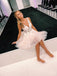 See Through Lace Appliqued Homecoming Dresses V Neck Short Hoco Dress DMO13