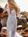See Through Lace Long Sleeve Backless Mermaid Wedding Dress DMF82
