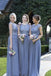 Beautiful A Line Ling Chiffon Cap Sleeves Lace Top Bridesmaid Dress DMG53