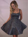 Cheap Spaghetti Strap Dark Grey Sparkly Homecoming Dresses with Pocket DMO8
