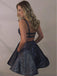 Cheap Spaghetti Strap Dark Grey Sparkly Homecoming Dresses with Pocket DMO8