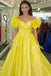 Blue Off-the-Shoulder Ruffles A-Line Prom Dress Formal Evening Dresses DMP305