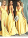 Burgundy A Line Deep V Neck Cheap Bridesmaid Dresses For Wedding DMI92