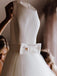 Simple Modest Wedding Gowns With Bownot Cheap Tulle Backless Wedding Dress DMF79