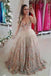 Spaghetti Strap A Line Floral Embroidery Prom Dresses Long Formal Party Dress DMH48