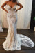 Spaghetti Strap Mermaid Wedding Dresses Lace Appliques Long Bridal Dress DMP77