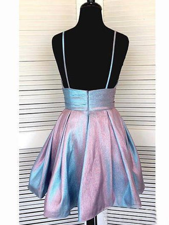 Spaghetti Strap Short Homecoming Dresses V-neck A Line Party Dress DMO6