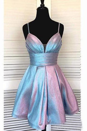 Spaghetti Strap Short Homecoming Dresses V-neck A Line Party Dress DMO6