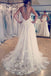 Deep V Neck Applique Wedding Dresses Ivory A Line Wedding Gowns DMP88