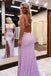 Mermaid Lilac Sequins V Neck Prom Dress With Slit Evening Party Dress DMP168