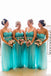 Sweetheart Turquoise Beaded Plus Size Chiffon Long Bridesmaid Dresses DMG55