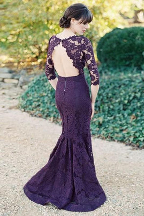 Gorgeous Bridesmaid Dresses,Half Sleeves Bridesmaid Dress,Mermaid Bridesmaid Dresses,Long Bridesmaid Dresses,Purple Bridesmaid Dresses,Lace Bridesmaid Dress