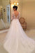 A-line V-neck Long Sleeves Court Train Tulle Wedding Dress With Lace Appliques DM526