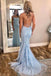 Burgundy Spaghetti Strap Mermaid Stunning Prom Dresses with Lace Appliques DMJ3