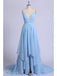 Sexy Split Sky Blue Beach Simple Wedding Dresses Chiffon Long Prom Dress DMI21