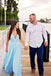 Sexy Split Sky Blue Beach Simple Wedding Dresses Chiffon Long Prom Dress DMI21