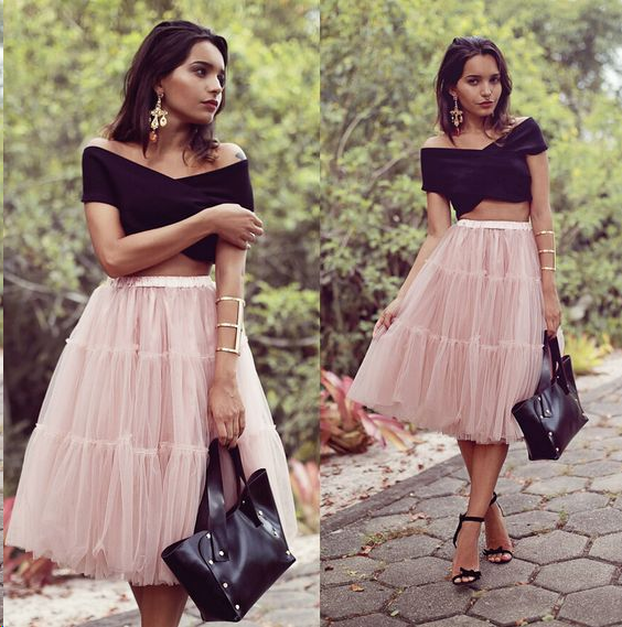 Two Piece Black And Pink Cheap Short A Line Tulle Homecoming Dress DMC24