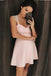 Simple A-Line Spaghetti Straps Short Pink Homecoming Dress with Appliques DMD25