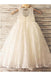 Ivory A-line Scoop Sleeveless Floor-Length Lace Flower Girl Dresses DM718