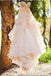 Vintage Strapless Sweetheart A Line Flower Tulle Pearl Pink Wedding Dress DM589