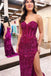 Elegant Mermaid Sweetheart Sequined Long Prom Dresses With Slit DMP300