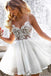 A Line Spaghetti Traps White Homecoming Dress With Appliques DMM3