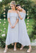 A-Line Off-the-Shoulder Short Sleeve Pleated Chiffon Bridesmaid Dress with Lace DMI45