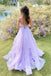 Princess Lavender Tiered Spaghetti Straps A Line Long Prom Dress DMP024