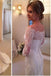 White Satin V-Neck 3/4 Sleeves Buttons Mermaid Wedding Dress With Lace DM544