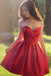 Sweetheart A Line Pleated Red Homecoming Dresses, Short Graduation Dress DMB72