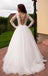 Princess A-Line V-Neck Tulle Ivory Long Sleeves Ball Gown Wedding Dresses DM778