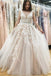 Elegant A-Line V-Neck Long Tulle Backless Wedding Dress with Beading Appliques DM561