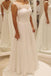 Simple Ivory A Line Backless Chiffon Long Wedding Dress With Lace Top DM527