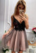 Stylish A Line V Neck Gray Short Homecoming Dresses With Appliques DMO43