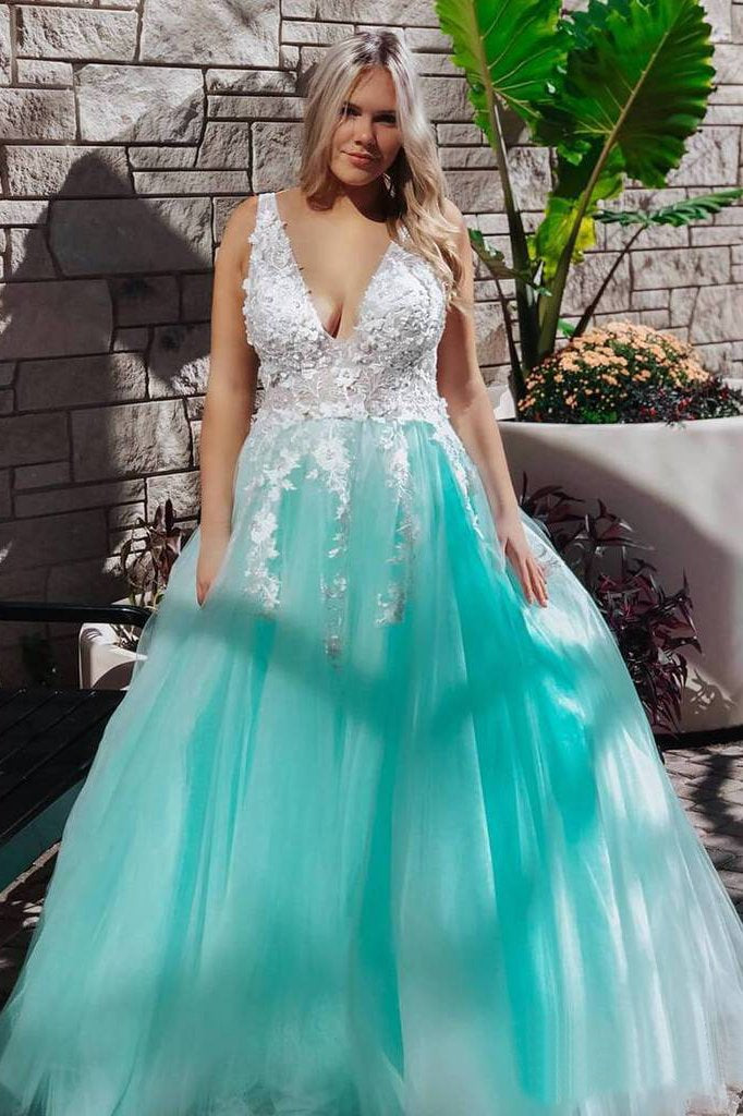 Stunning Lace Applique Ball Gown Long Ball Gowns Prom Dresses Quinceanera Dress DMN86