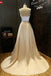 Simple Two-Piece Gold Halter Long Prom Evening Dress With White Top DM600