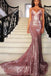 Charming Mermaid V-neck Spaghetti Straps Sleeveless Sequins Dresses DMB96