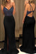 Mermaid Long Prom Dress Beaded Spaghetti Straps Evening Party Dresses With Slit DMP094