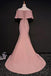 Elegant Trumpet Mermaid Off-the-shoulder Floor Length Pink Prom Dress With Slit DM631