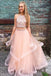 Two Piece Long Beading Long Tulle Prom Dress,A Line Evening Dresses DMB21