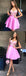 A-Line Spaghetti Straps Pink Satin Homecoming Dress with Appliques,Cheap Short Prom Dress DMC37