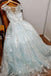 Elegant Tulle Stars Long Prom Dress A Line Formal Evening Dresses DMP085