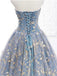 Blue and Gold Lace Ball Gown Prom Dresses, Sweet 16 Princess Quinceanera Dress DMH63