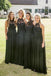 Pretty Black Chiffon Lace A Line Long Halter Bridesmaid Dresses DMG50