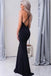 Black Sleeveless Sexy Spaghetti Strap Criss Cross Back Mermaid Prom Dress DMG28