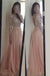 Blush Pink Long Sleeves Lace Backless Prom Dresses, Long Evening Dress DM135