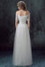 Simple Tulle Off Shoulder Floor-Length Short Sleeves A-line Lace Up Back Wedding Dress DM802